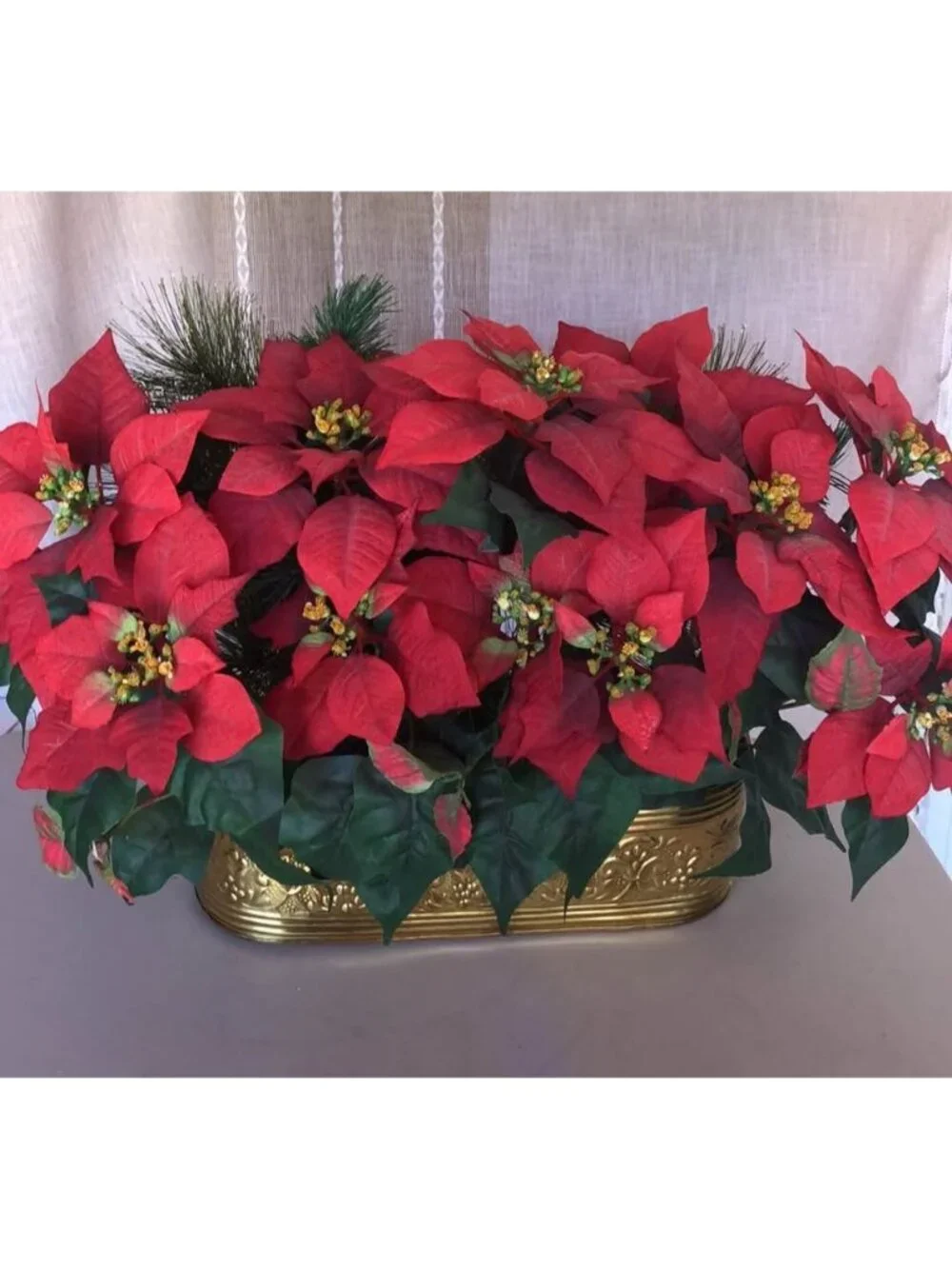Poinsettia Flower Arrangement Artificial Christmas